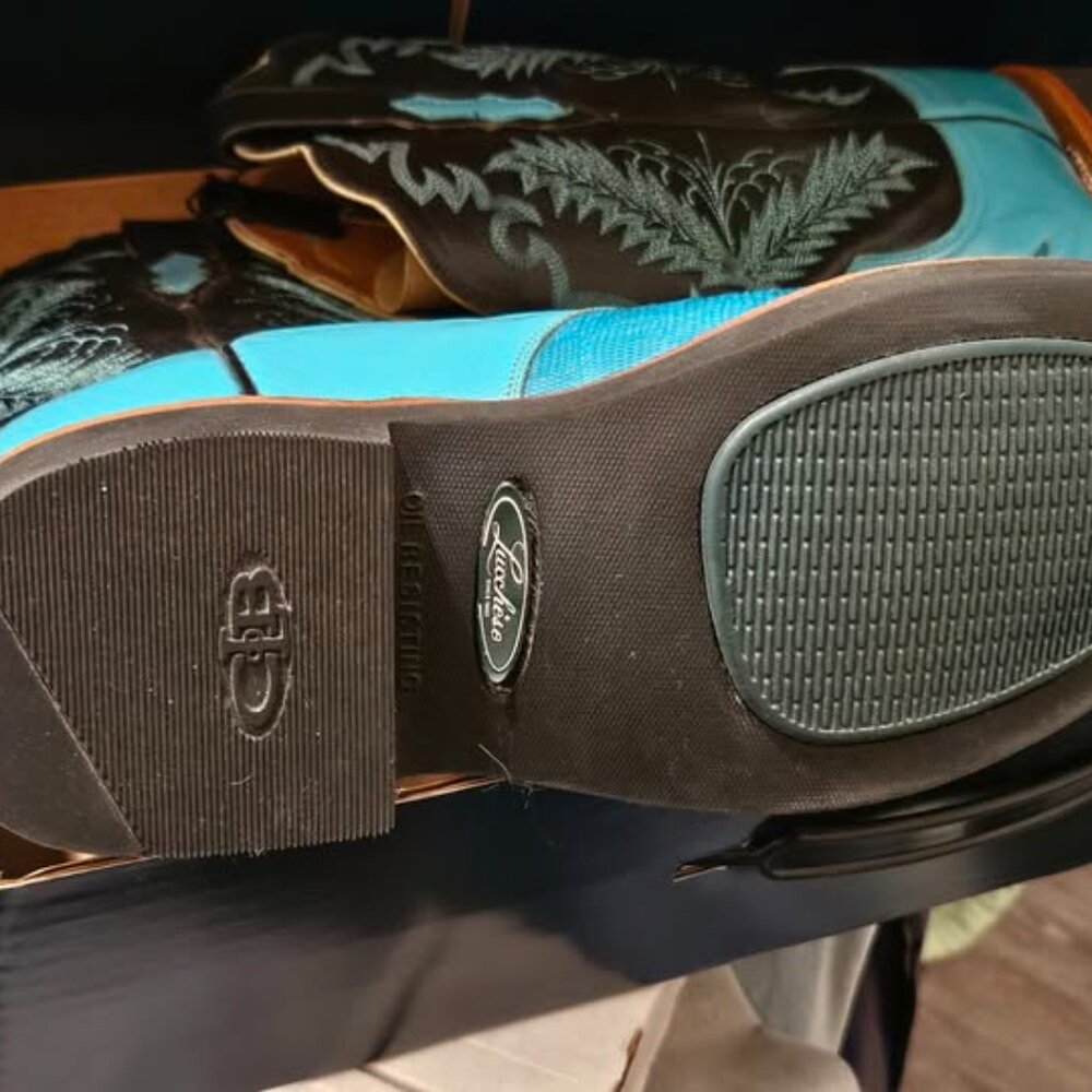Lucchese Exotic Turquoise Lizard Cowboy Boots - Picture 3 of 3